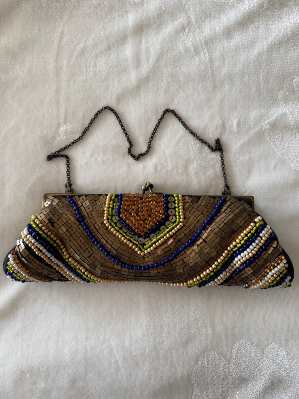 ARDEN B. Beaded Evening Clutch Bag in Copper/Gold and Multicolor